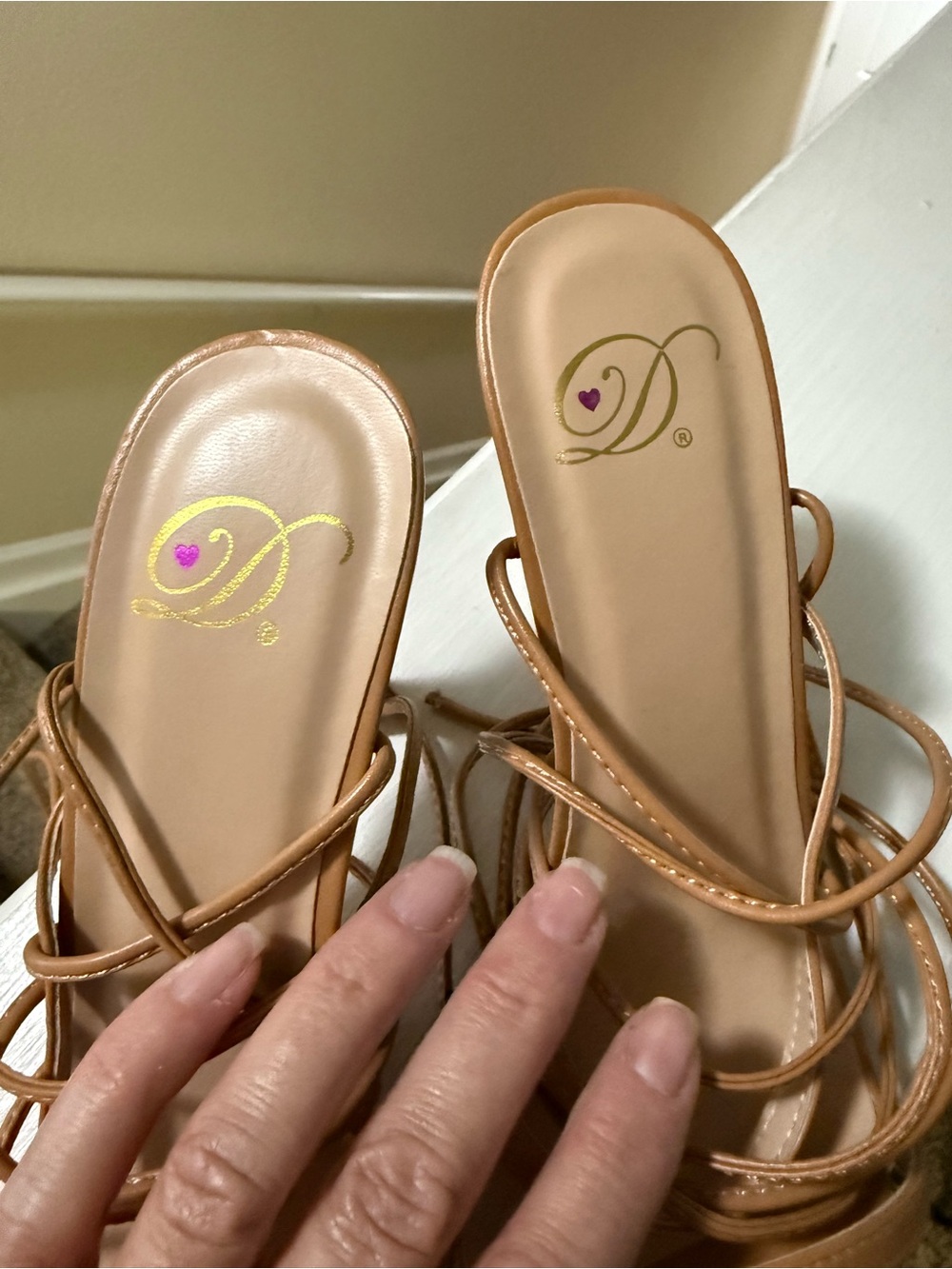 Delicious Tan Lace-Up Stiletto Sandal with Wrap Straps - Picture 3 of 8